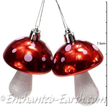 Woodland Collection - Pack of 6 Hanging Red & White Toadstools - 8cm