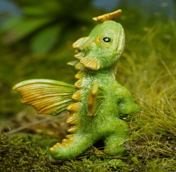 Woodland Knoll - A Soft Landing - Miniature Garden Dragon & Butterfly