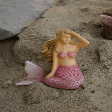 Woodland Knoll - Pink Sitting Mermaid - Miniature Garden Mermaid