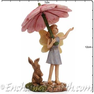 Woodland Knoll - Rainy Day Fairy with Rabbit