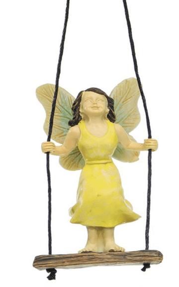 Woodland Knoll Standing Swinging Fairy- Miniature Garden Fairy with swing