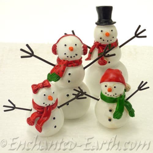 Vintage Style -Fairy Garden Christmas Snowman Family.