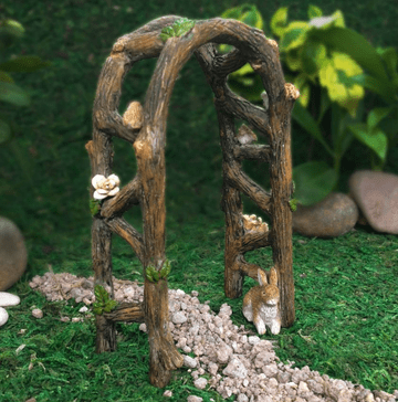 Woodland Knoll - Wooden Arch - with birds & flowers