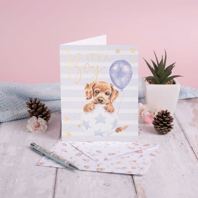 Wrendale - Bouncing Baby Boy - Fawn Greeting Card.