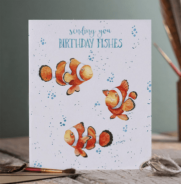 Wrendale Design - Birthday Fishes - Greeting Card