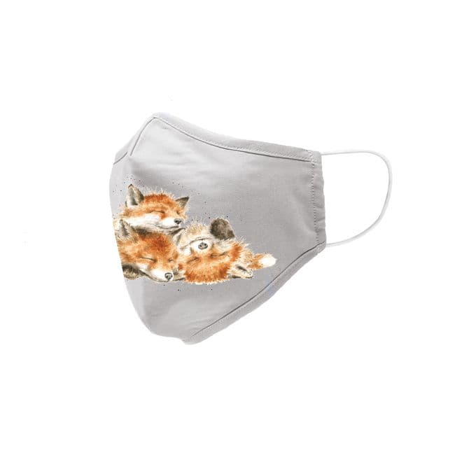 New Wrendale Design - Face Mask - Afteroon Nap - Fox -- Face Covering - 100% Cotton.