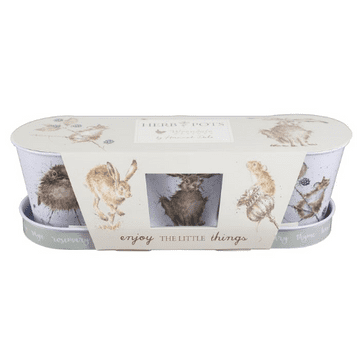 Wrendale Design - Gardeners Herb Pots & Tray - British Wildlife