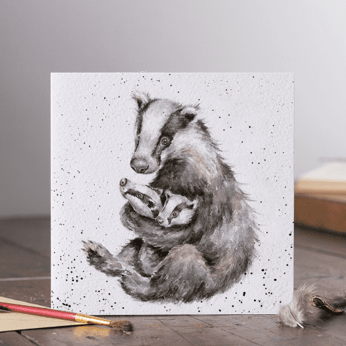 Wrendale Design - Me & Mine - Badgers - Greeting Card.