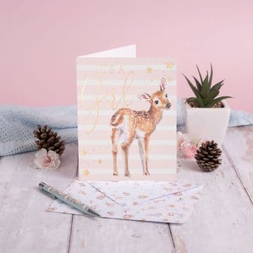 Wrendale - It's A Girl - Fawn Greeting Card