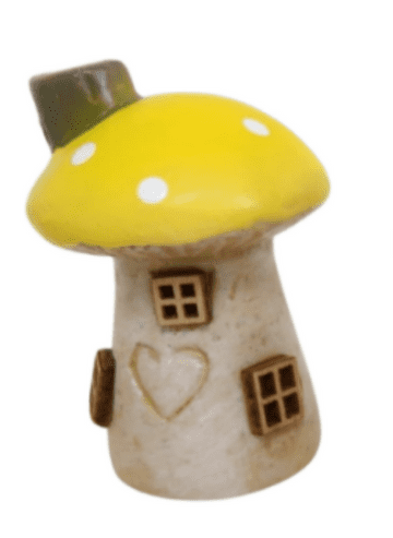 Yellow Miniature Spring Love Heart Mushroom Cottage - 6cm