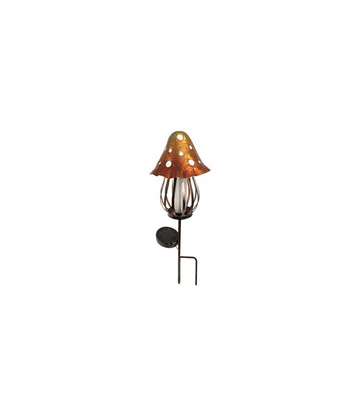 Yellow/Orange Metal - Solar Mushroom Stake - 45cm