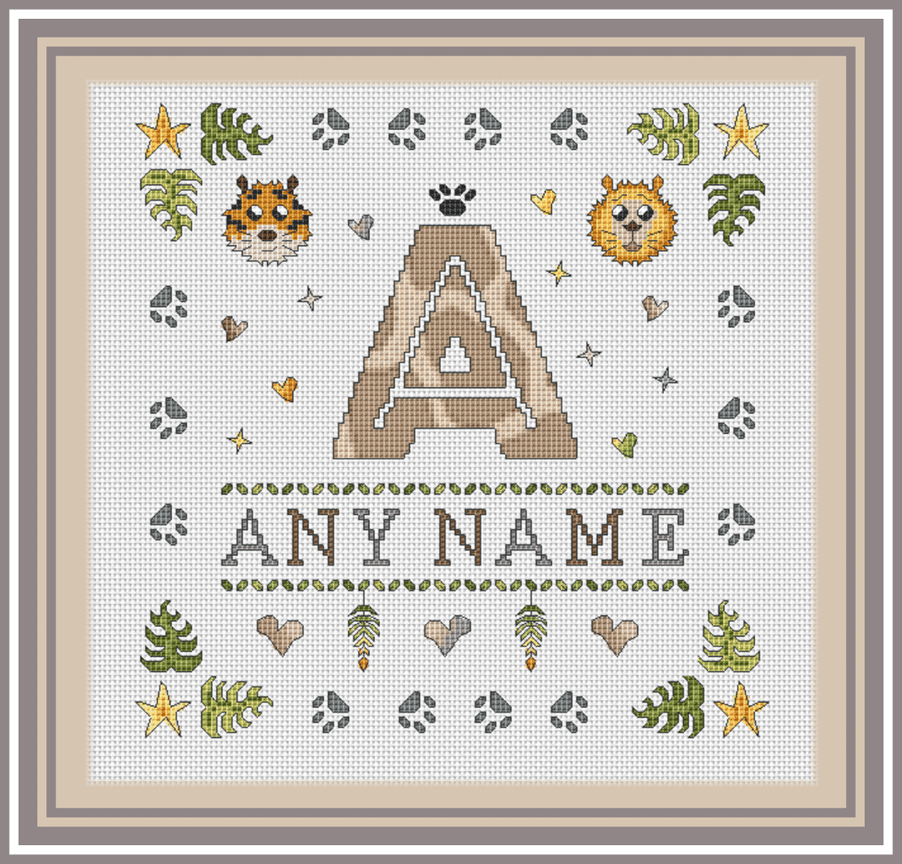 Baby Jungle Monogram Emailed PDF Chart