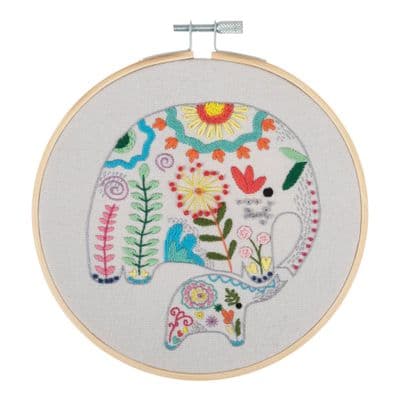Floral Elephant Embroidery Kit