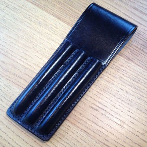 Black Leather Triple Pen Holder PWL 9119