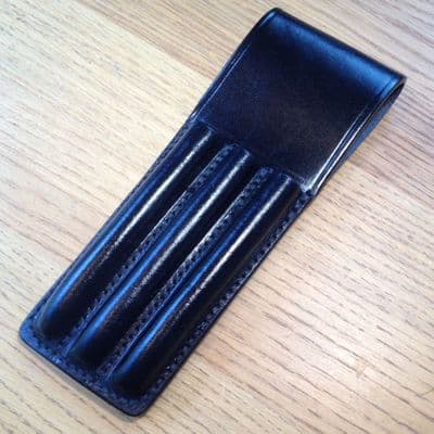 PWL 9119  Black Leather Triple Pen Holder