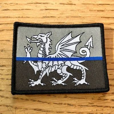 Thin Blue Line Wales Welsh Dragon Flag Tac Vest Badge TBL04W/B with Velcro