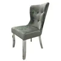 2x Belamo Dark Grey Dining Chair with Chrome Legs
