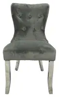 2x Belamo Dark Grey Dining Chair with Chrome Legs