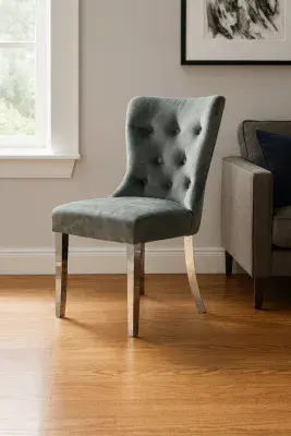 2x Belamo Dark Grey Dining Chair with Chrome Legs