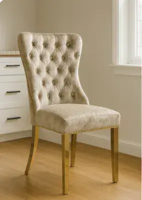 2x Larrion Mink Dining Chair with Gold Legs