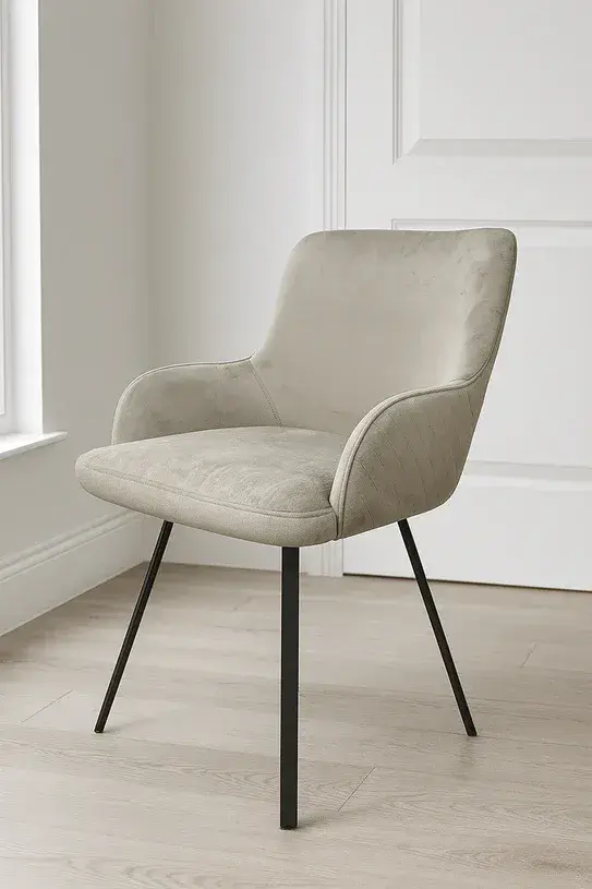 2x Rosario Dark Grey Dining Chair with Black Legs