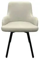 2x Rosario Light Grey Vegan Leather Dining Chair with Black Legs