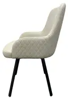 2x Rosario Light Grey Vegan Leather Dining Chair with Black Legs