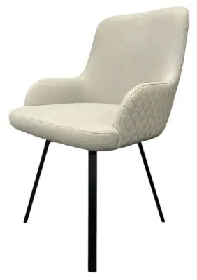 2x Rosario Light Grey Vegan Leather Dining Chair with Black Legs