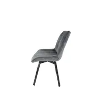 2x Rosetta Dark Grey Dining Chair with Black Legs