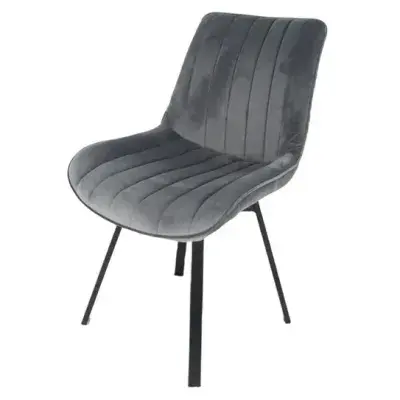 2x Rosetta Dark Grey Dining Chair with Black Legs