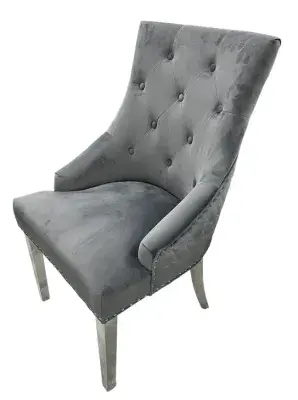 2x Ruentes Dark Grey Dining Chair with Chrome Legs