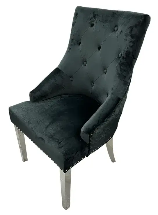 2x Ruentes Dining Chair with Lion Knocker & Chrome Legs