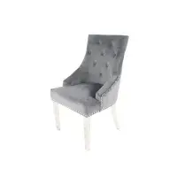 2x Ruentes Vegan Leather Dining Chair with Lion Knocker & Chrome Legs
