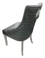2x Ruentes Vegan Leather Dining Chair with Lion Knocker & Chrome Legs