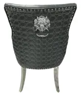 2x Ruentes Vegan Leather Dining Chair with Lion Knocker & Chrome Legs