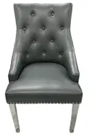 2x Ruentes Vegan Leather Dining Chair with Ring Knocker & Chrome Legs