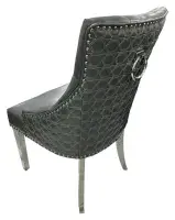 2x Ruentes Vegan Leather Dining Chair with Ring Knocker & Chrome Legs