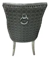 2x Ruentes Vegan Leather Dining Chair with Ring Knocker & Chrome Legs