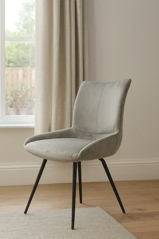 2x Saldera Dark Grey Dining Chair with Black Legs