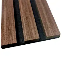 Solid Wood Veneer 240cm x 60cm Acoustic Slatted Wall Panels | Sound Absorbing Felt