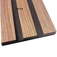 Solid Wood Veneer 240cm x 60cm Acoustic Slatted Wall Panels | Sound Absorbing Felt