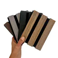 Solid Wood Veneer 240cm x 60cm Acoustic Slatted Wall Panels | Sound Absorbing Felt