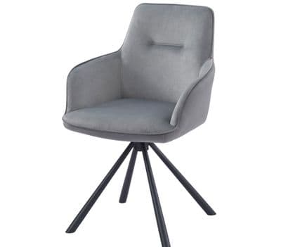 Amalia Swivel Arm Dining Chair - Grey Velvet (Display)