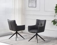 Andora - Dark Grey Vegan Leather Auto Swivel Return Dining Chair