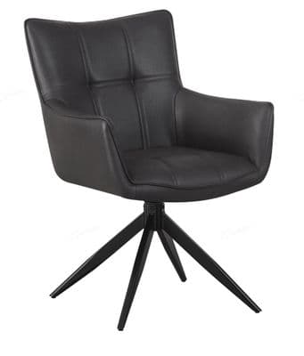 Andora - Dark Grey Vegan Leather Auto Swivel Return Dining Chair