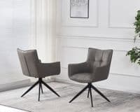 Andora - Storm Grey Vegan Leather Auto Swivel Return Dining Chair