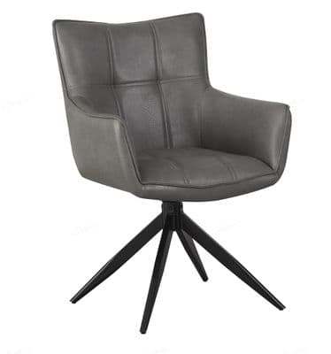 Andora - Storm Grey Vegan Leather Auto Swivel Return Dining Chair