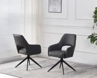 Braga - Dark Grey Vegan Leather Auto Swivel Return Dining Chair