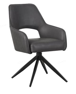 Braga - Dark Grey Vegan Leather Auto Swivel Return Dining Chair