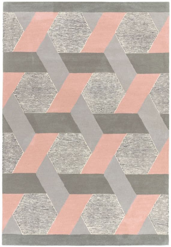 Camden 100% Pure Wool Pink Rug